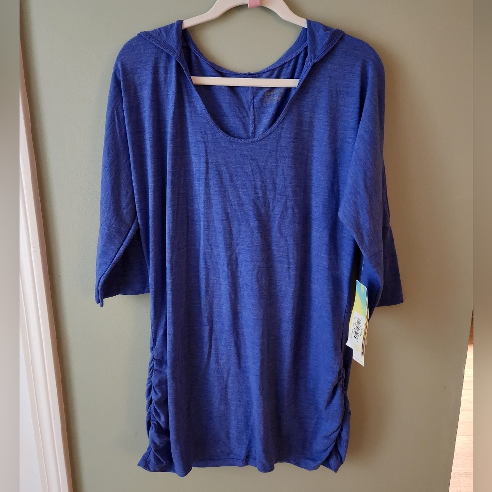 Aneka New Balance Blue Hooded Tunic Top